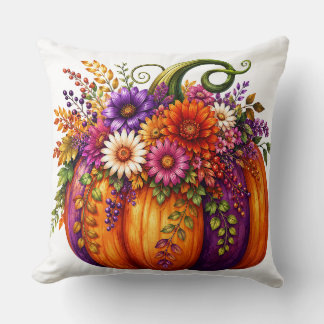 Titre Coussin Citrouille Fleurie d'Automne | Déco