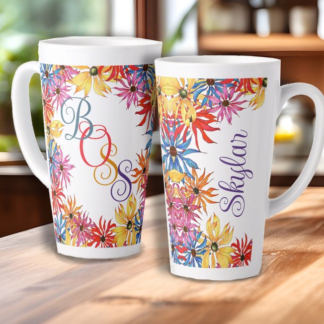 Titre du patron Nom illustré Floral Latte Mug (Créateur téléchargé)