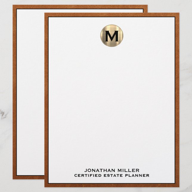 Titre en-tête de lettre Monogramme de luxe personn (Devant / Derrière)
