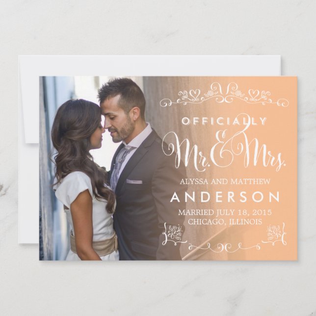 Titres officiels Mariage Faire-part - Pêche (Devant)