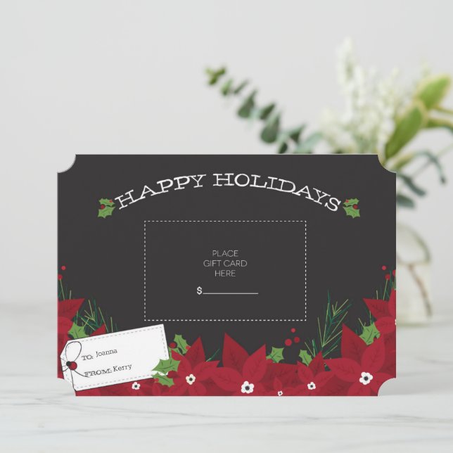 Titulaire de carte cadeau | Noël Poinsettia (Debout devant)