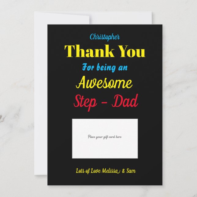 Titulaire de carte cadeau Stepdad Merci (Devant)