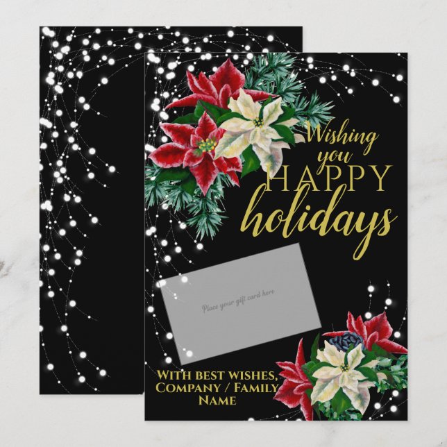 Titulaire de la carte cadeau Noir Poinsettia Chris (Devant / Derrière)