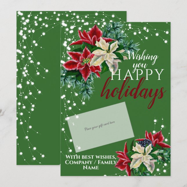Titulaire de la carte cadeau verte de Noël Poinset (Devant / Derrière)