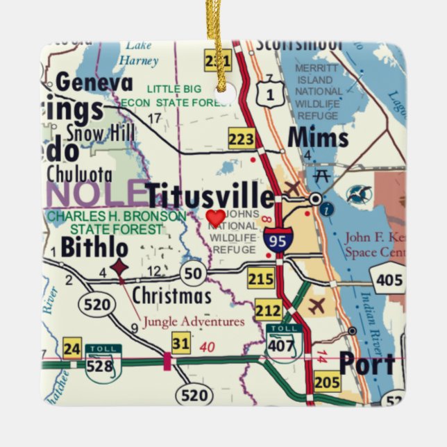 Titusville Florida Karte Keramikornament (Vorderseite)