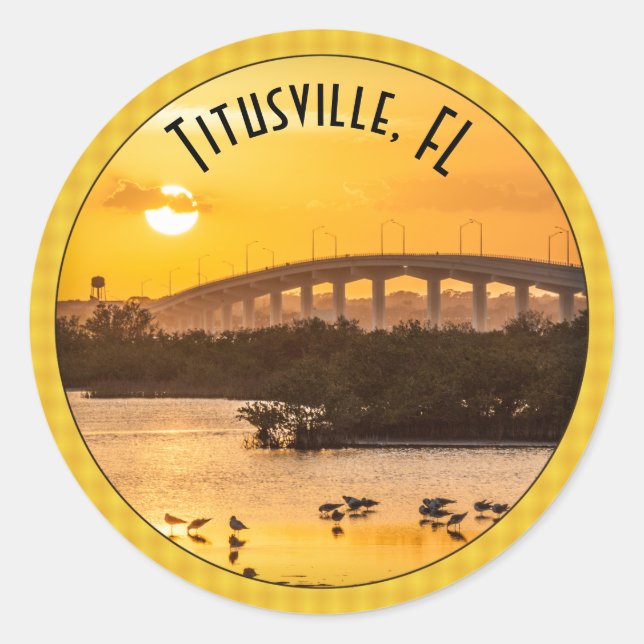 Titusville, Florida Sunset Travel Fotografy Runder Aufkleber (Vorderseite)