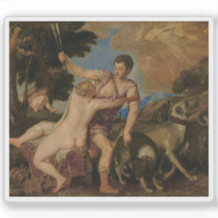 Tizian (Tiziano Vecellio) - Venus und Adonis Aufkleber
