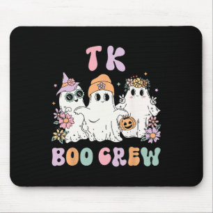 TK Boo Crew Retro Groovy Halloween Floral Ghost TK Mousepad