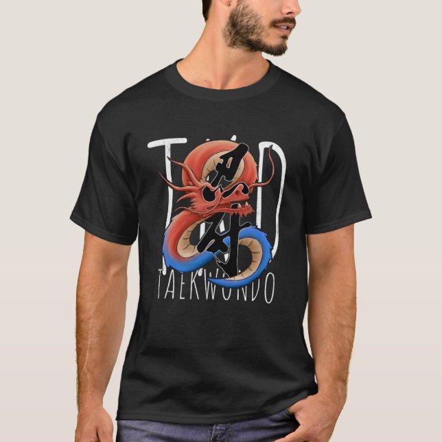 TKD Koreanischer Drache Yin Yang Taegeuk Taekwondo T-Shirt (Vorderseite)