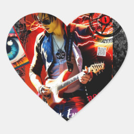 TLES Rocker Design Heart Shaped Sticker