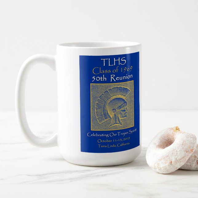 TLHS Trojan Spirit Class of 1969 Wiedersehen Kaffeetasse (Mit Donut)