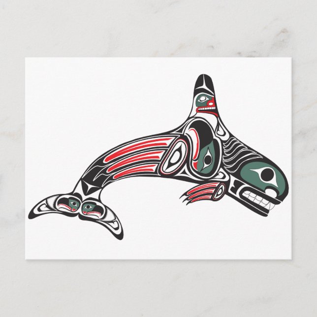 Tlingit Killer Whale & Eagle Postkarte (Vorderseite)