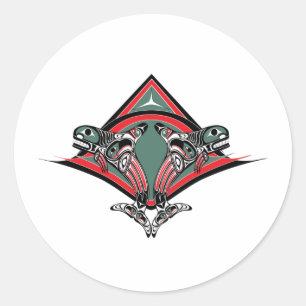 Tlingit Killer Whale & Eagle Runder Aufkleber