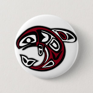 Tlingit Orca Totem Tattoo Killer Whale Button