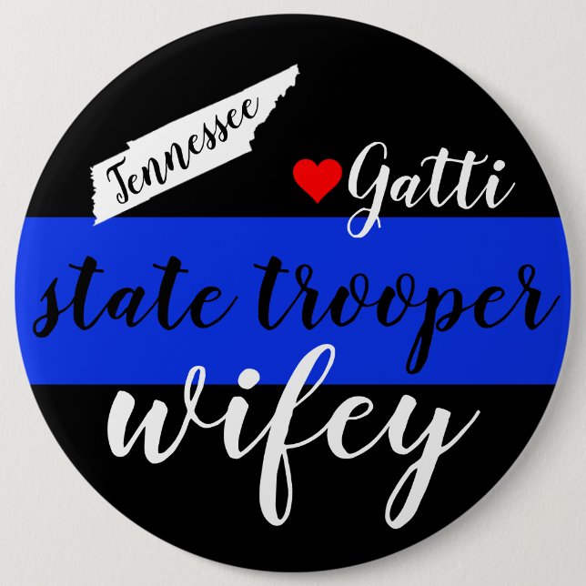 Tn-StaatTrooper Wifey Knopf-Blaue Linie w/Name Button (Vorderseite)