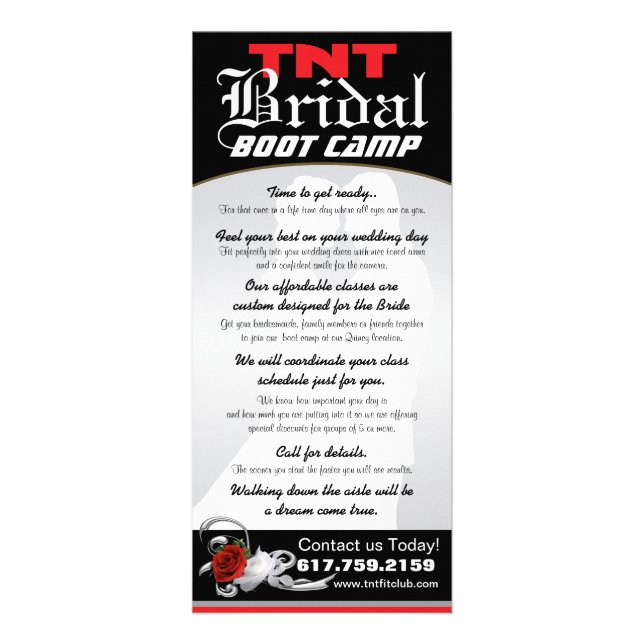 TNT BrautBoot Camp Gestell-Karte Werbekarte (Vorne)