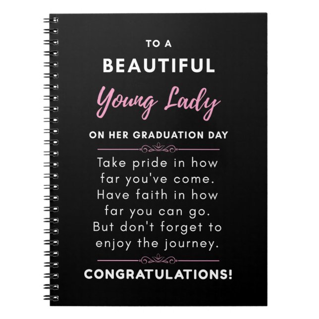 To A Beautiful Young Lady On Her Graduation Day Notizblock (Vorderseite)