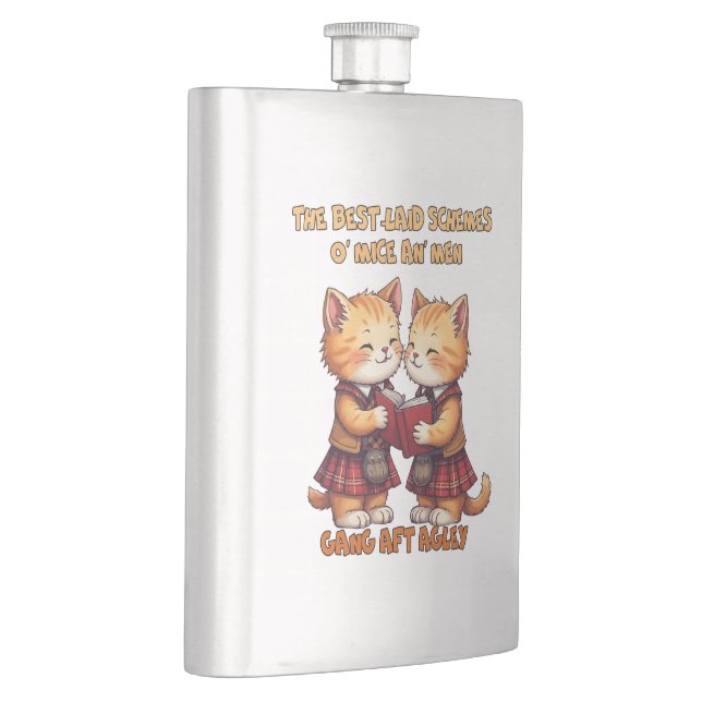 To A Mouse Orange Cats Reciting Burns Flachmann (Rechts)