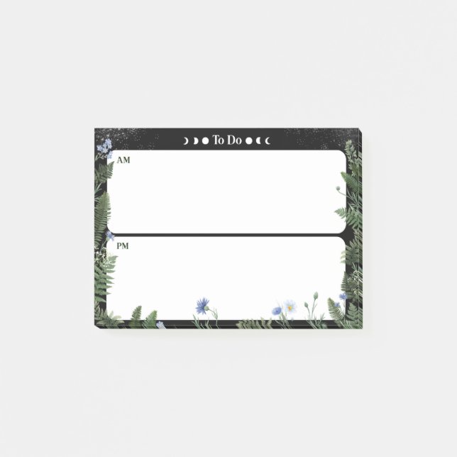 To-Do AM/PM Post-it Notiz - Dunkles Whimsical Desi (Vorderseite)