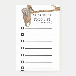 To-Do-Liste Personalisiert Süßes Faultier Aquarell Post-it Klebezettel