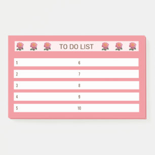 To-Do-Liste Rosen auf Rosa und Weiß Post-it Klebezettel