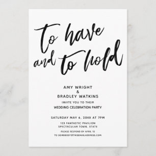 To Have and to Hold Handschrift Hochzeitsempfang Einladung