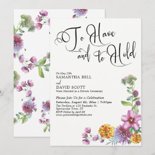 To Have and To Hold Schrift & Wildblumen Empfang Einladung