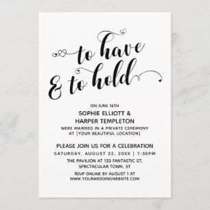 To Have & To Hold Hearts Kalligrafie-Empfang Einladung