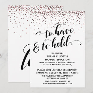 To Have & To Hold Hearts Rose Gold Konfetti-Party Einladung