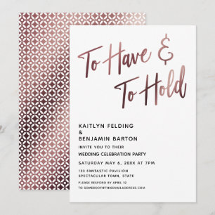 To Have & To Hold Rose-Gold-Hochzeitsfeier Einladung