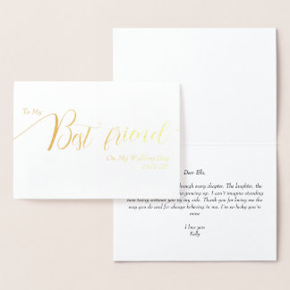 To My Best Friend on My Wedding Day Elegant Script Folienkarte