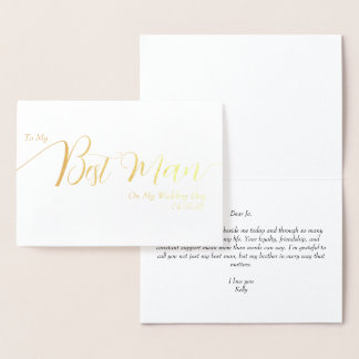 To My Best Man on My Wedding Day Elegant Script Folienkarte