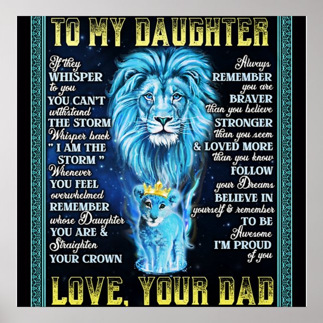 To My Daughter Lion Gift, Gift From Lion Dad Poster (Vorne)