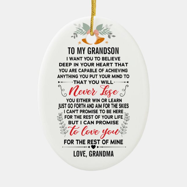 To My Grandson From Grandma with Custom Name Keramik Ornament (Vorne)