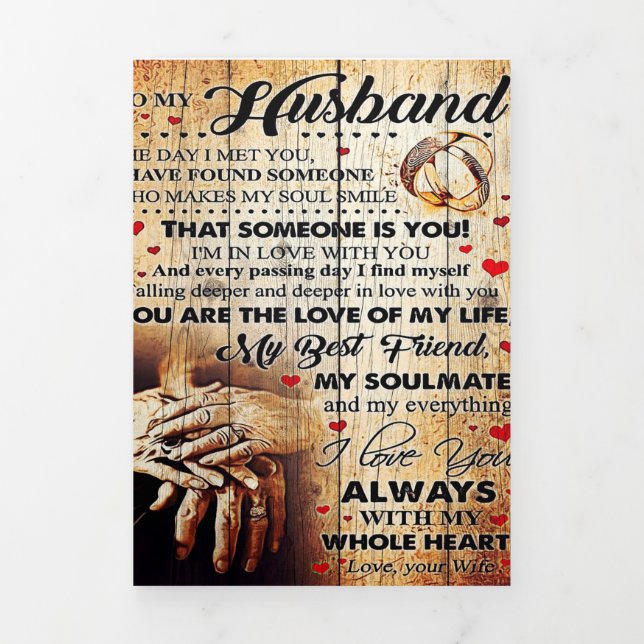 To My Husband Design | Love Letter Gift To Him Dreifach Gefaltete Ankündigung (Cover)