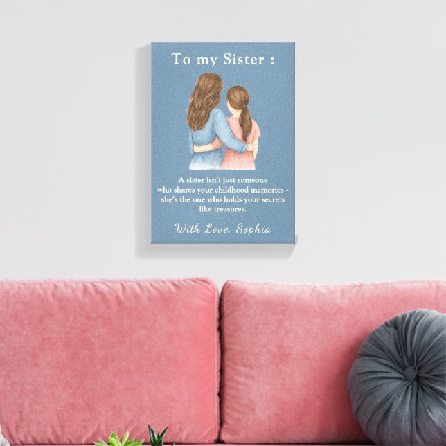 To My Sister – Custom Photo Canvas Print Leinwanddruck (Insitu (Wohnzimmer))