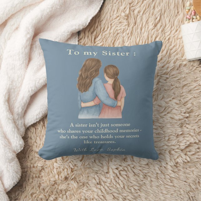 To My Sister – Custom Photo & Message Pillow Kissen (Decke)