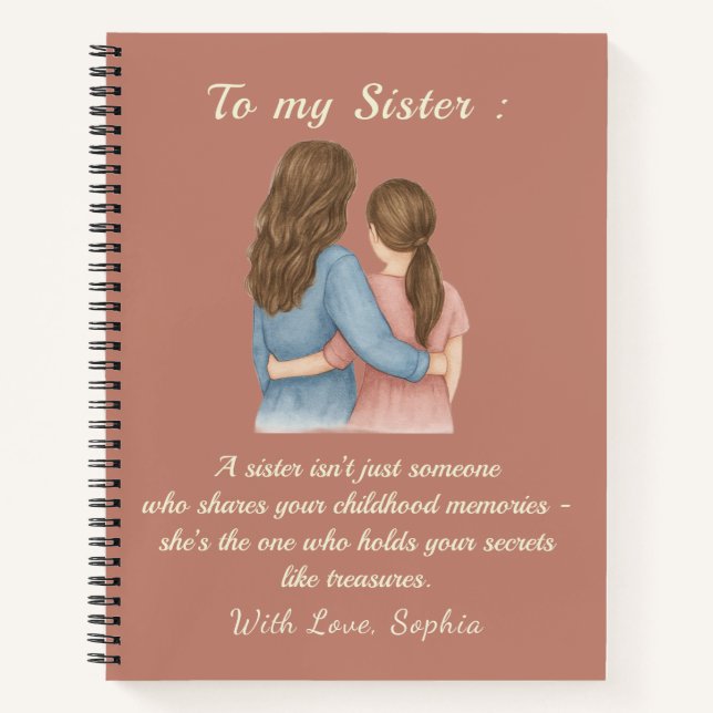 To My Sister – Custom Photo Notebook Gift Notizbuch (Vorderseite)
