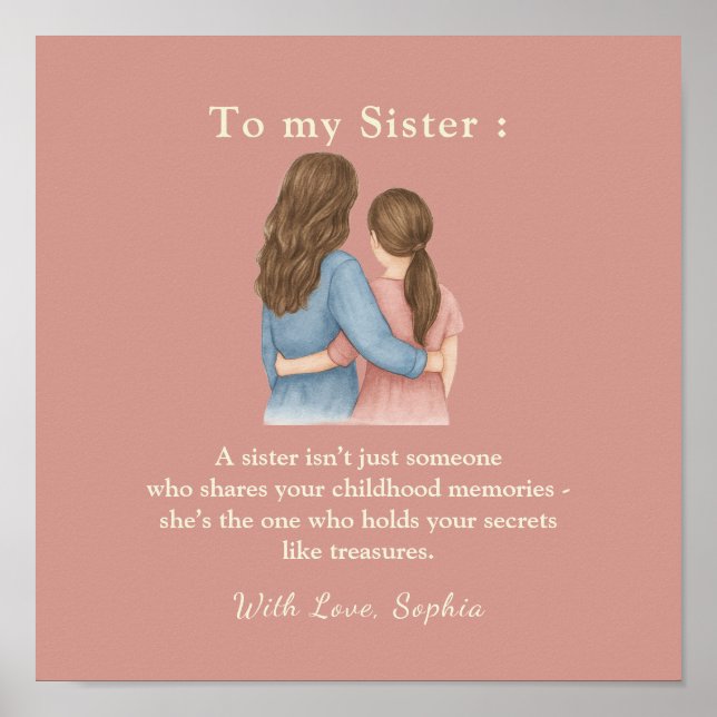To My Sister – Personalized Photo Message Poster (Devant)
