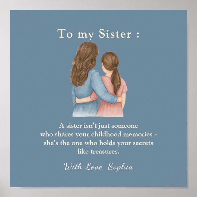 To My Sister – Personalized Photo Message Poster (Vorne)
