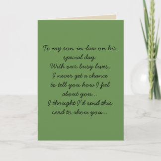 To my son-in-law karte