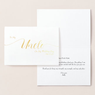 To My Uncle On My Wedding Day Elegant Script Folienkarte