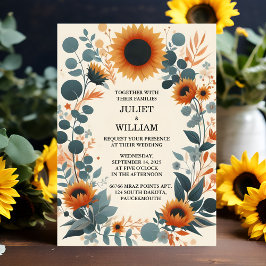 To Plants Rustic Garden Greenery Sunflower Wedding Einladung
