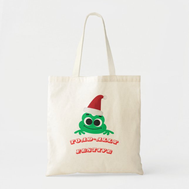 Toad-ally Festive Christmas Frog _ Cute Holiday De Tragetasche (Vorne)
