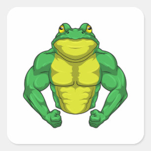 Toad as Bodybuilder with big Muscles Quadratischer Aufkleber