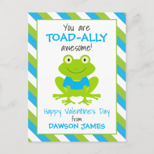 Toad de grenouille rayé Cartes de Saint-Valentin p