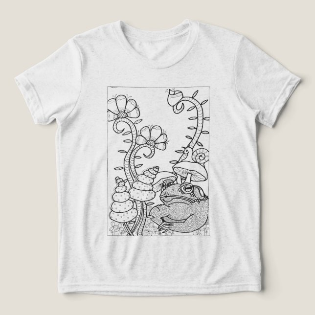 Toad mit fantasievollen Blume Tri-Blend Shirt (Design Vorderseite)