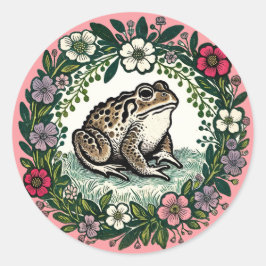 Toad-Wildblumen Runder Aufkleber