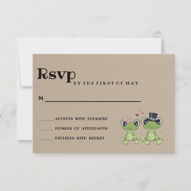 ©Toadal in Liebe Frog Couple Rustic Wedding RSVP Karte (Vorderseite)