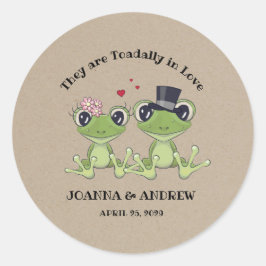 ©Toadal in Liebe Rustic Frog Couple Wedding Runder Aufkleber